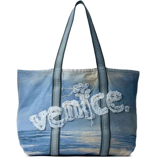 ERL borsa tote venice con frange - blu