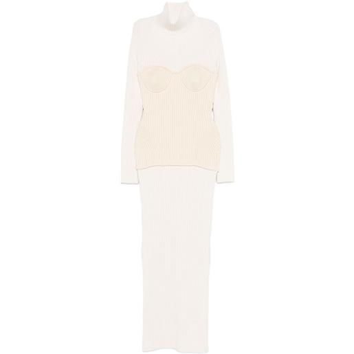 Jean Paul Gaultier abito con corsetto a coste - toni neutri