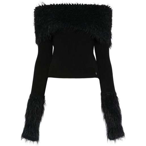 Jean Paul Gaultier maglione con collo shearling - nero