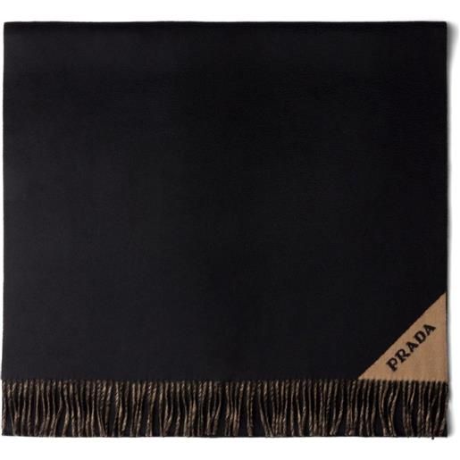 Prada sciarpa in cashmere con logo jacquard - nero