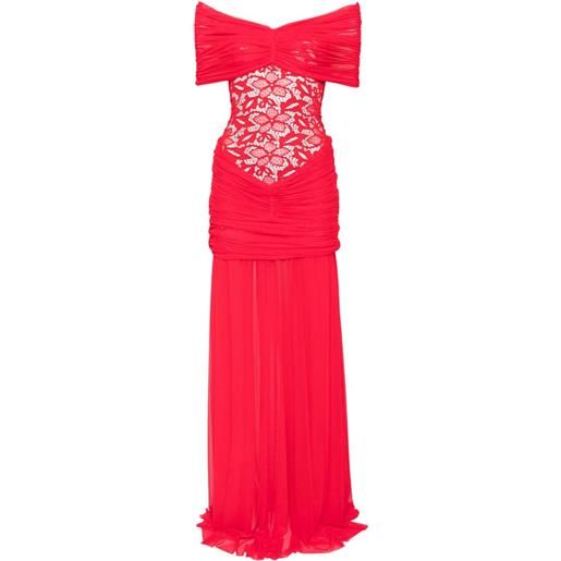 Atu Body Couture abito lungo drappeggiato con decorazione in pizzo - rosso