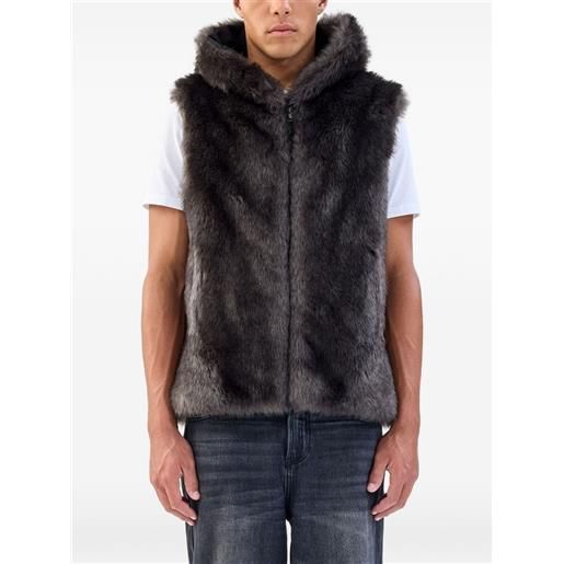 Unreal Fur giacca in pelliccia sintetica con cappuccio - grigio