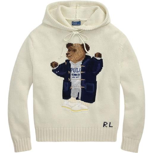 Polo Ralph Lauren felpa polo bear con cappuccio - toni neutri
