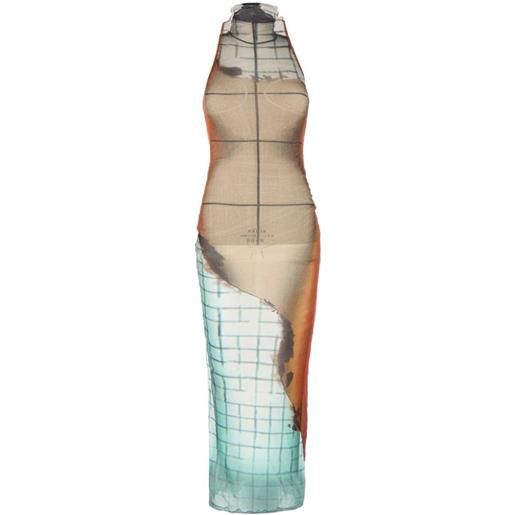 Jean Paul Gaultier abito lungo in tulle con stampa - marrone