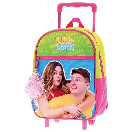 NINNA e MATTI trolley asilo per bambini con due ruote e manico regolabile, linea scuola 2025-2026, misure 27 x 22 x 10 cm
