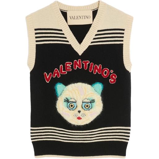 Valentino Garavani gilet con motivo cargo e dettaglio a righe - nero