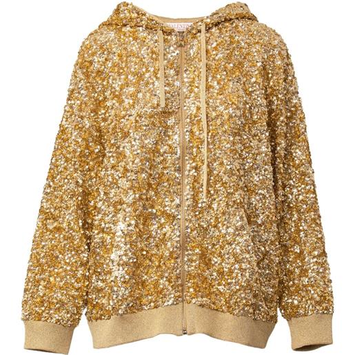 Valentino Garavani felpa con paillettes e cappuccio - oro