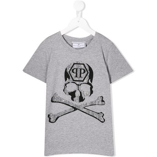 Philipp Plein Junior t-shirt con decorazione - grigio