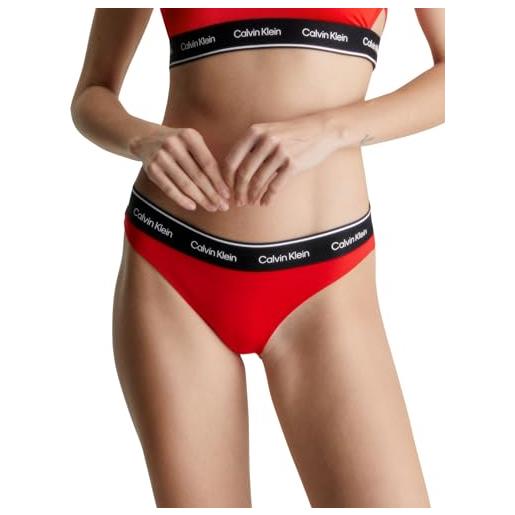 Calvin Klein slip bikini con fascia donna con logo, rosso (cajun red), l