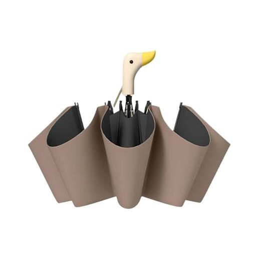 HFSAZJ ombrello con manico a forma di anatra, ombrello pieghevole carino, piccoli ombrelli da viaggio compatti per sole pioggia all'aperto, marrone, taglia unica