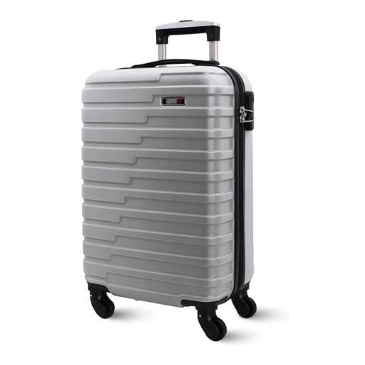Coronel Tapiocca colonel tapioca - valigie da viaggio cabina - valigia da viaggio - adatta per ryannair- trolley bagagli per aereo resistente con 4 ruote a 360° e lucchetto, argento, 55x40x20 cm, valigia cabina