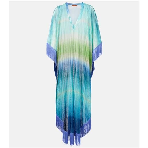 Missoni caftano a zig-zag in crochet con lamã© e frange