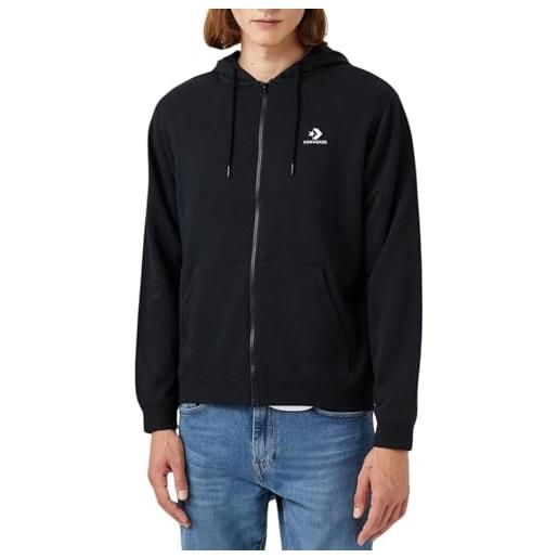 Converse felpa full zip con cappuccio go-to chuck patch nera taglia m codice 10023871-a01