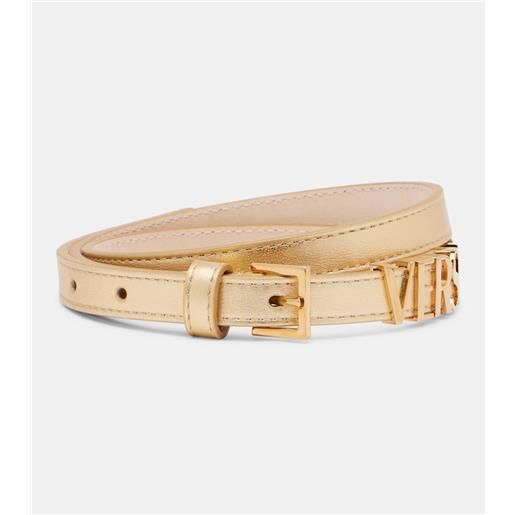 Versace cintura in pelle metallizzata con logo