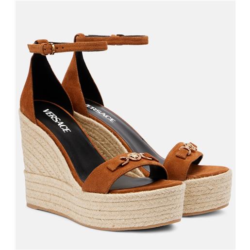 Versace espadrillas medusa '95 in suede con zeppa