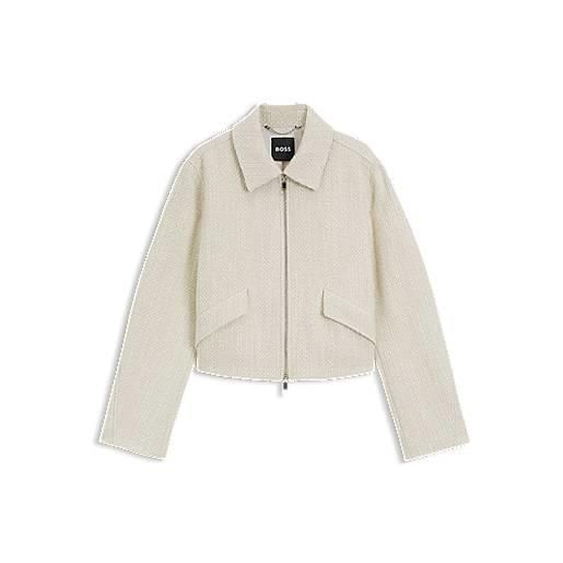 BOSS cappotto bouclé con zip doppia, beige chiaro