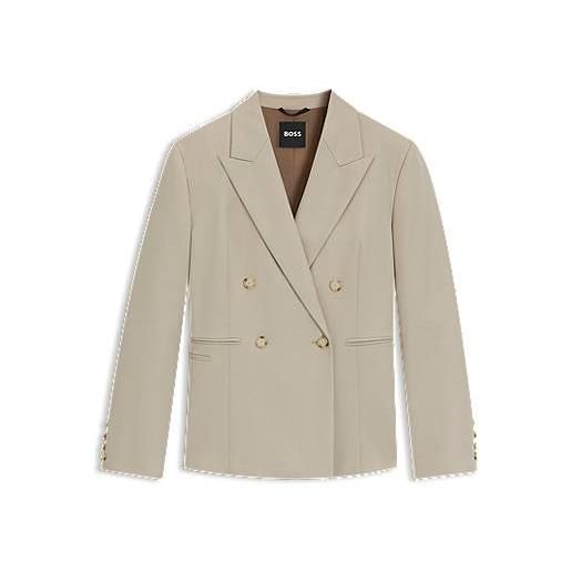 BOSS blazer slim fit in twill di lana vergine, beige chiaro