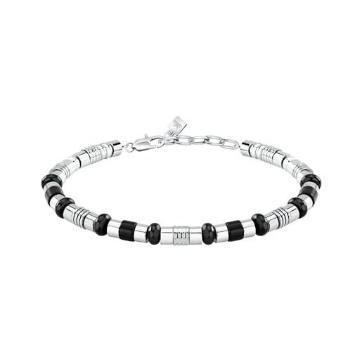 Morellato bracciale uomo in acciaio, onice, collezione pietre, regalo uomo - s1742