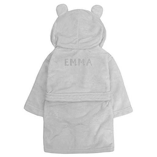 Varsany accappatoio personalizzato per baby shower, regalo per neonati, vestaglia per bambino e bambina, colore rosa/blu/grigio, regalo con orecchie di orsacchiotto ricamate con strass, 0-24 mesi, 