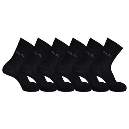 FILA 6 paia calze mezza gamba uomo donna cotone elasticizzato nero bianco grigio (35-38, nero)