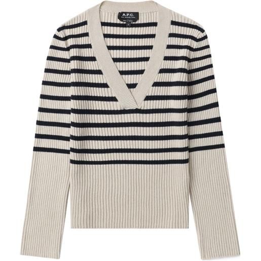 A.P.C. maglione a righe - bianco
