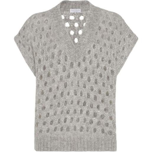 Brunello Cucinelli maglione in maglia traforata - grigio