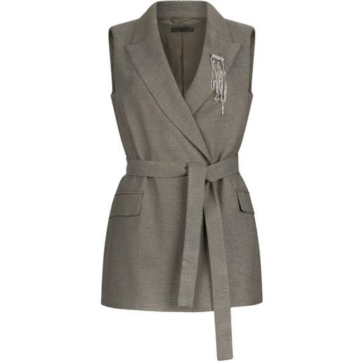 LIU JO gilet con spilla e motivo chevron - verde