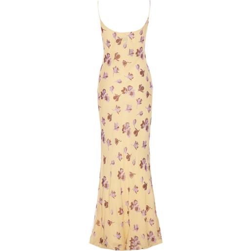 Self-Portrait abito lungo a fiori - giallo