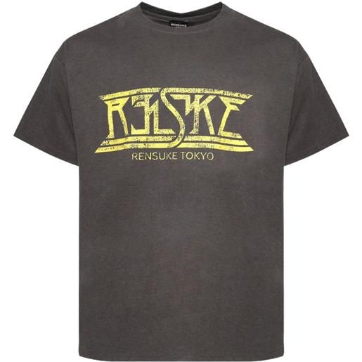 RENSUKE TOKYO t-shirt in cotone con stampa logo - grigio