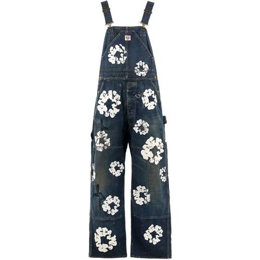 SAINT MXXXXXX salopette denim con stampa - blu