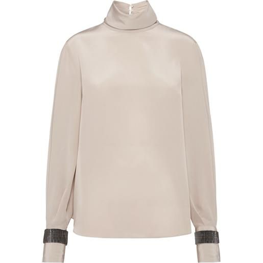 Brunello Cucinelli blusa in crêpe de chine - toni neutri