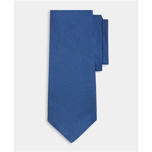 Brooks Brothers hopsack texture plain silk tie royal blue