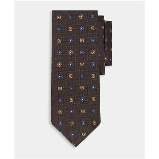 Brooks Brothers micro flower silk tie brown