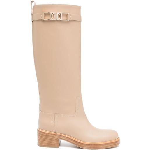 Ferragamo stivali gancini - marrone