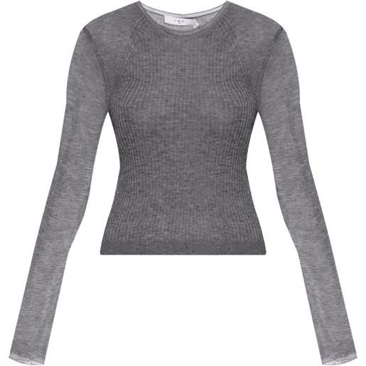 IRO top a coste kerria in lurex - grigio
