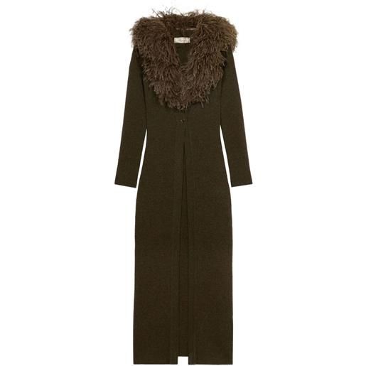 Blumarine cardigan lungo con piume - verde