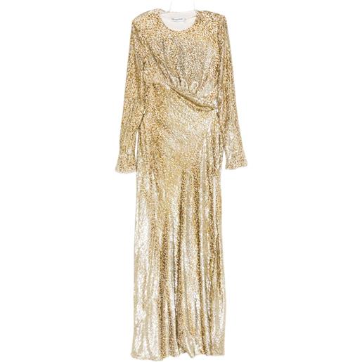 Self-Portrait abito lungo a maniche lunghe - oro