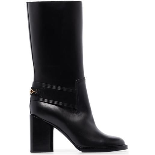 Ferragamo stivale con motivo gancini - nero