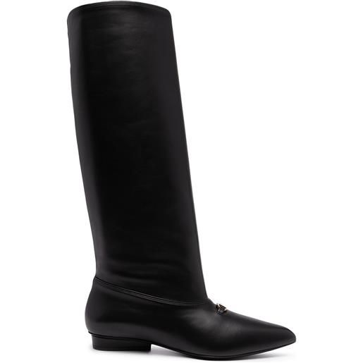 Ferragamo stivali al ginocchio gancini - nero