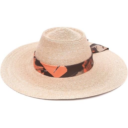 Ferragamo cappello a tesa larga con nastro - toni neutri