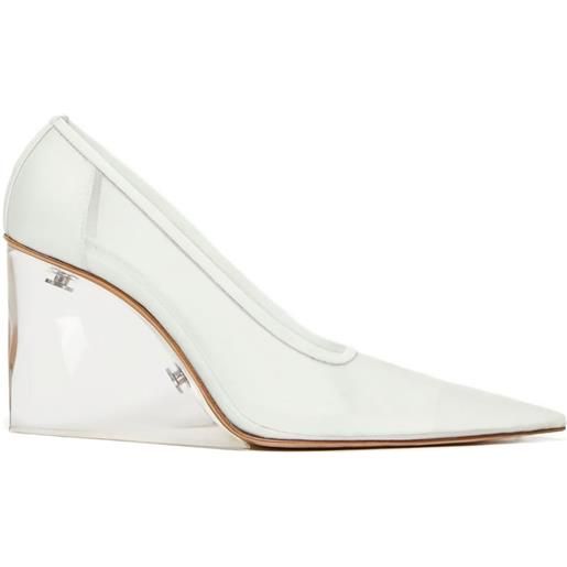 Sportmax sandali in pelle con zeppa 90mm - bianco