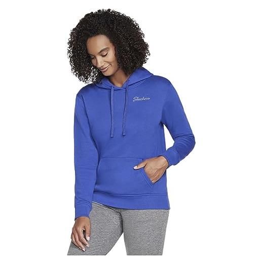 Skechers signature pullover hoodie felpa con cappuccio, clematis blue, xs donna