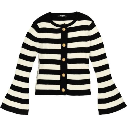 Balmain Kids cardigan a righe - nero