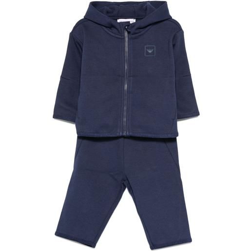 Emporio Armani Kids tuta sportiva con logo e cappuccio - blu
