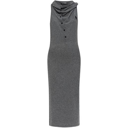 The Attico abito midi con scollo drappeggiato - grigio