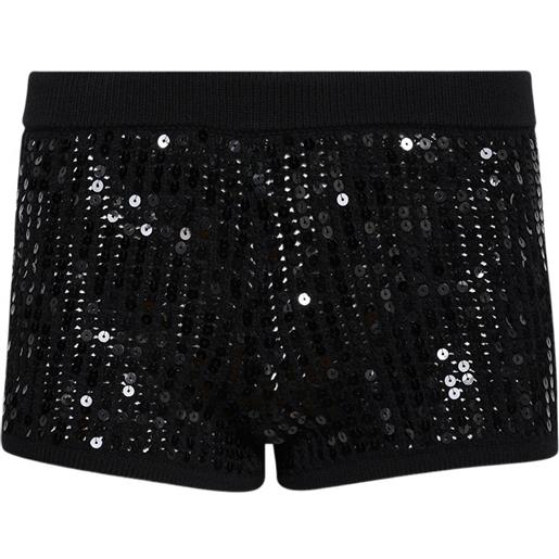 David Koma shorts con paillettes - black