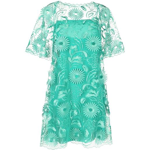 Alberta Ferretti abito corto con ricamo - verde