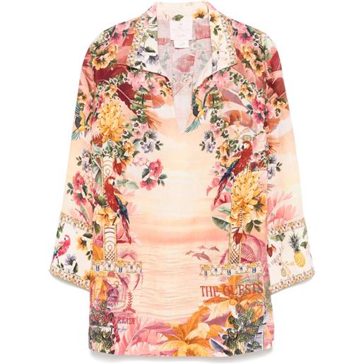 Camilla abito corto in lino - rosa