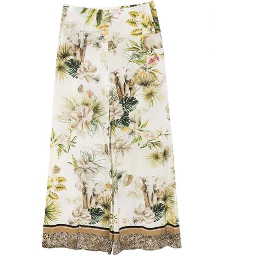Elie Saab pantaloni in chiffon con stampa - bianco