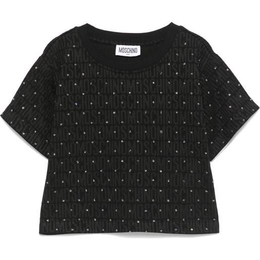 Moschino Kids t-shirt con strass - nero